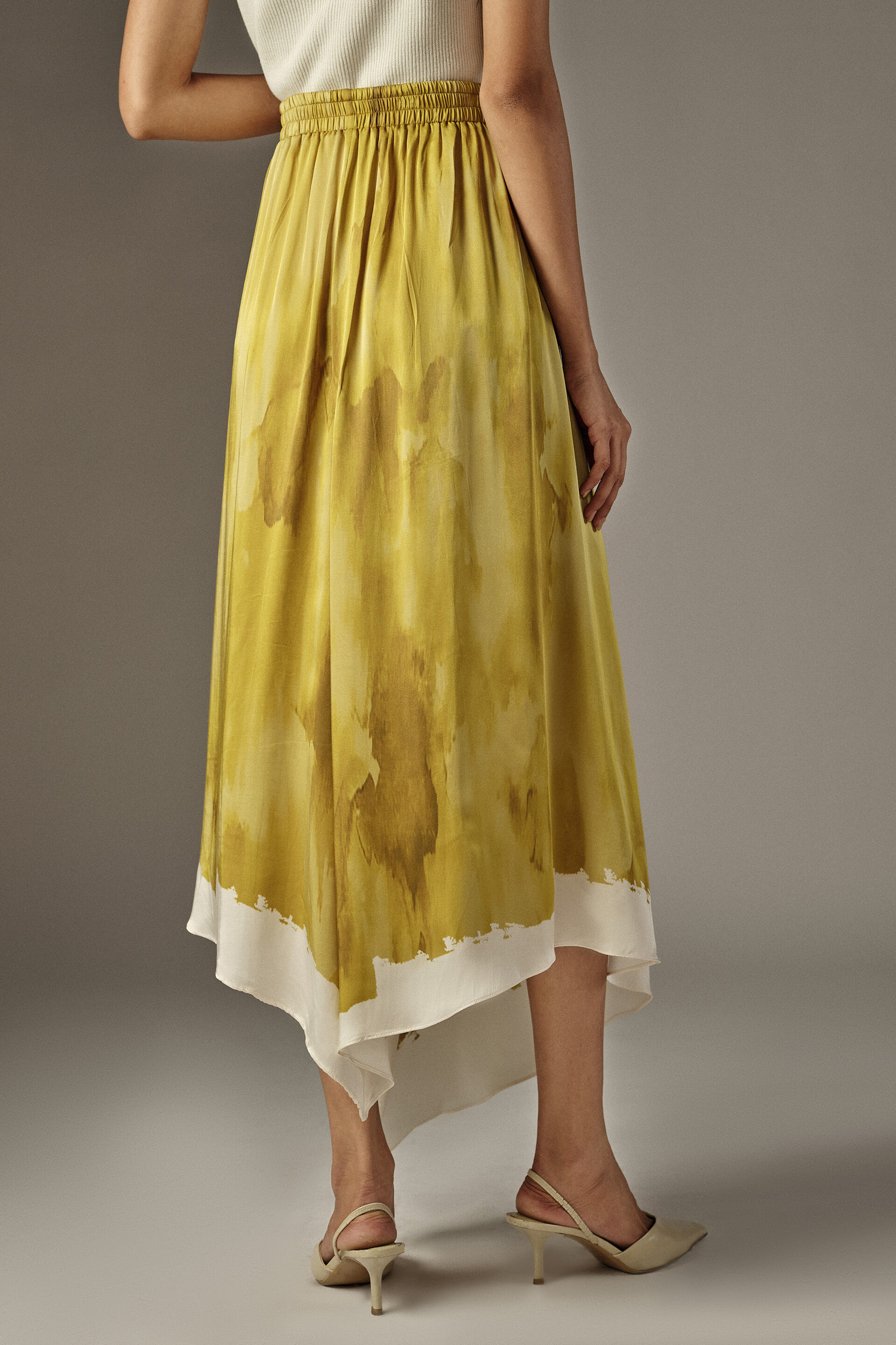 A-Line Abstract Print Modal Skirt in Lime, Lime Green, image 4